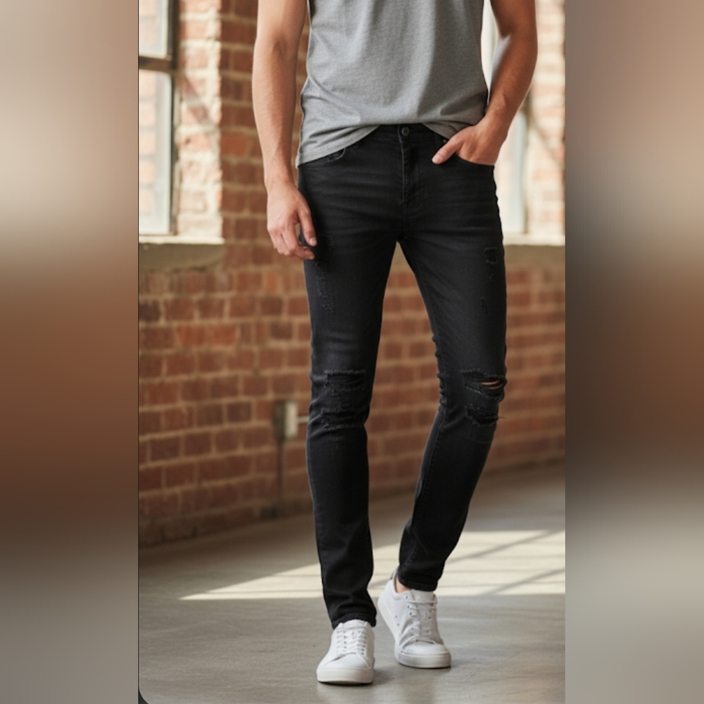 Black Copper Rivet Jeans 32x32